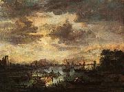 Aert van der Neer River Scene with Fishermen china oil painting reproduction